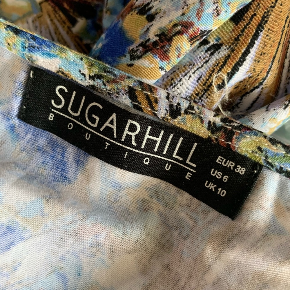 ModCloth Sugarhill Boutique blue floral a-line tea party garden dress womens 6 - Picture 3 of 4